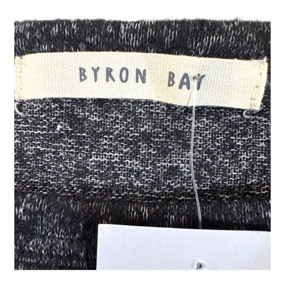 Byron Bay Small Long Sleeve Heathered Navy Blue Dress High-Low Hem Elastic Waist - Picture 3 of 6